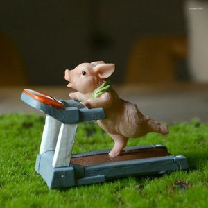 Decorative Figurines Creative Cute Piggy Ornaments Animal Pig Sports Fitness Series Figurine Garage Kits For Men Women Birthday Gift Home