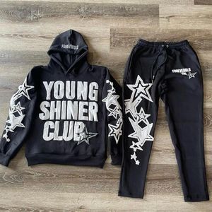 Hoodies femininos y2k mulheres harajuku estrela carta impressão solta moletom calças hip hop punk manga longa homens topos sweatpant streetwear