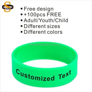 Armband köp 100 få 200 st 19 mm bredd caved logo silicone armband billig pris personlig text debossed armband