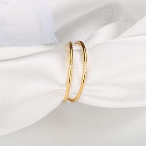 Anéis finos tamanho 4-10 de aço inoxidável empilhamento midi anéis 18k banhado a ouro casamento eternidade anel de noivado para mulher