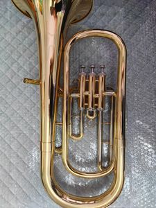 Ottone placcato oro corno baritono professionale eufonio in si bemolle tono di alta qualità a tre chiavi strumento jazz tenore tromba corno