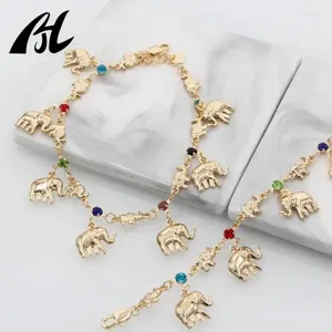 Anklets High Quality White Rhinestone Design Elephant Anklet Jewelry 18K Gold Plated Set For Women
