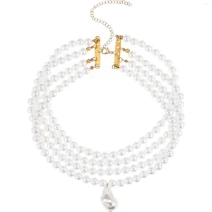 Anhänger-Halsketten, mehrschichtige Strangketten, Kunstperlen-Halskette, Perlen-Cluster, langes Halsband, Schmuck für Frauen