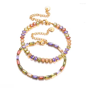 Braccialetti a maglie Bracciale in acciaio inossidabile con zirconi colorati Braccialetti bling di lusso Eleganti gioielli di moda impermeabili unici