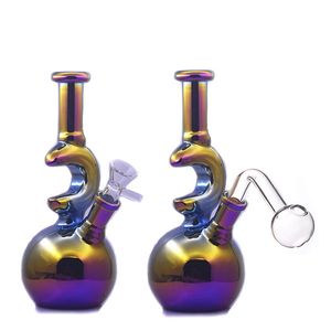 Cachimbos de água de vidro Tubos de água Rainbow Dab Rig Bong 7inch Oil Rigs Dry Herb Bongs Fumar Ash Catcher Recycler Beaker Bong com 14mm Masculino Tubo de Queimador de Óleo de Vidro