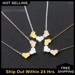 Chains Fashion Stainless Steel Heart Necklace For Women Shaped Pendant Chain Collar Choker Waterproof Jewelry Birthday Gift