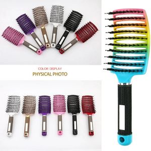 BRISTLE/NYLON HÅR BROSE CAMT GIRLER Hår hårbotten Massage Kammare Våt Curly Doltangle Hair Brush för salongfrisör Styling Tool 438