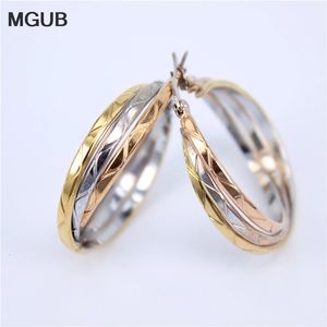 Classic 316L Stainless steel jewelry three colors Hoop earrings For women wholesale LH545 240124