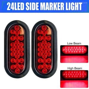 Todo o terreno rodas 2 pçs 12v 24 led oval caminhão reboque parar volta luz de freio lateral lâmpada marcador vermelho conjunto kit