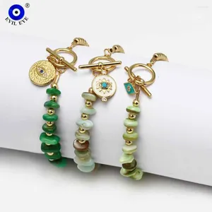 Charm Bracelets EVIL EYE Micro Pave Zircon Turkish Bracelet Multi Color Nature Stone Beaded For Women Girls Men BE845