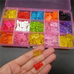 120PCSBox Mode Niedlichen Harz Gummibärchen Nagel Charms Edelsteine für Frau Mädchen Cartoon Schmuck DIY 3D Nail art Dekoration zubehör 240127