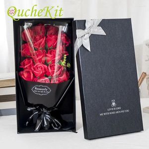 Dekoratif çiçekler yapay sabun çiçek gül buket hediye kutusu sevgililer günü annesi için doğum günü Noel düğün dekorasyon
