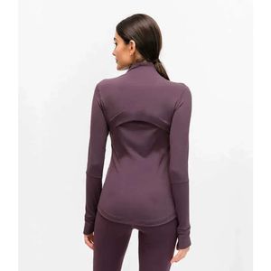 L-78 Autunno Inverno Nuova giacca con cerniera Abbigliamento da yoga ad asciugatura rapida Manica lunga Foro per il pollice Allenamento Giacca da corsa Donna Slim Fitness C Alta