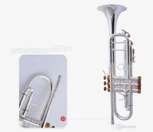 LT180S 37 Trompet Otantik Çift Gümüş Kaplama B Düz Profesyonel Trompet Üst Müzik Aletleri Pirinç Bugle Bb Trumpete Fre