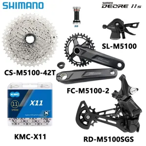 Desviadores de bicicleta Shimano Deore M5100 11Speed ​​Crankset 32T 34T 36T 170 175mm Groupset SL RD Desviador Cassete 11-42T / 51T X11 Cadeia K7 11V