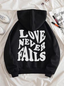 Women's Hoodies Love Never Fails Printed Women Hoodie Harajuku Fleece Hoody Fashion Zipper Sweatshirt Vintage Oversize Woman Streetwear