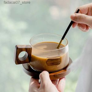 Muggar Simple Coffee Mug Set Tea Cups 250 ml Office Glass Water Mug Casual Afternoon Tea Cup With Tray Spoon Kung Fu Beverage Mug Q240202