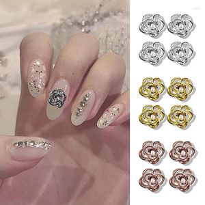 Nail Art Decorations 12pcs Hollow Rose Alloy Accessories Charms 3D Flowers Design Manicure INS Metal DIY Supplies