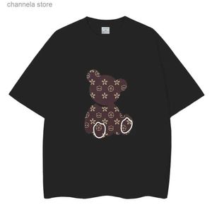Men's T-Shirts Cute Cartoon Bear Printed T Shirt for Men Brand Luxury Crew Neck Short Sleeve Tops Tee Casual Mens T-shirts Oversized Clothing T240202