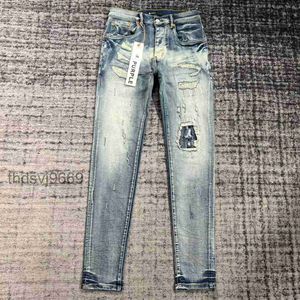 Jeans da uomo alla moda di marca viola, stile cool, designer di lusso, pantaloni in denim, motociclista strappato, nero blu, jeans slim fit, taglia moto 30-38 JZDZ