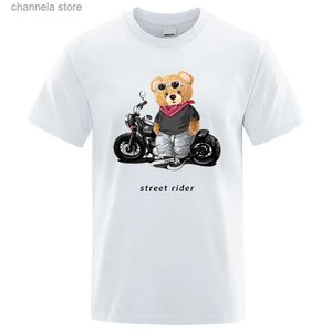 Erkek Tişörtler Motosiklet Motosiklet Tutkun Street Rider Baskı T-Shirts Mens Yaz Pamuk Kısa Kollu Tişörtlü Tişört Erkekler Tops Street Giyim Tişört Tişört T240202