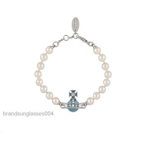 Designer Gioielli di lusso VivenWestwoods Satellite Viviane Westwood Empress Dowager Saturn Pin Smalto Bracciale di perle Donna Luce Lusso Dolce Blu Arancione Piano