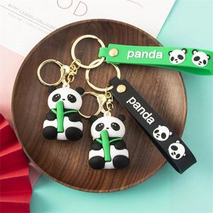 Nyckelringar Söt mini Panda Keychain Cartoon Wristbands Keyring For Women Men Car Key Holder Handbag Accessories Children Gifts