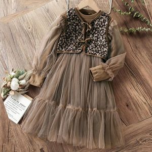 Girl Dresses Cute Baby Kids Party For Girls Clothes Teenagers Gray Princess Christmas Outfits Children Costumes Autumn 8 10 12 Years