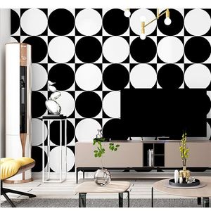 Nordic Black and White Plaid Wallpaper Geometric circle el Restaurant Milk Tea Shop Clothing Store Wallpapers for Living Room213d