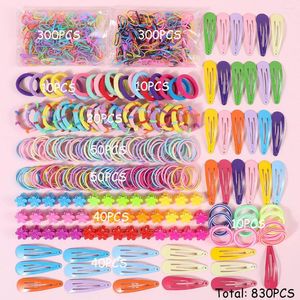 Acessórios de cabelo meninas conjunto crianças colorido elástico bandas bebê bonito bandana crianças hairpins rabo de cavalo titular scrunchies presente