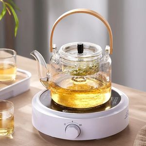 GIANXI Glass Tea Pot With Bamboo Handle Steaming And Boiling Double Filter Liner Teapot Set Transparent Glass Kettle 240124