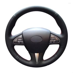 Steering Wheel Covers Ers Hand-Stitched Black Leather Car Er For Infiniti Q50 2014 2024 Qx50 Drop Delivery Automobiles Motorcycles Int Otrun