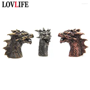 Chaveiros Besta Dragão Chinês Cabeça Faca de Bronze Pingentes Jóias Guarda-chuva Corda Paracord Beads EDC DIY Chaveiro Cordão Acessórios de Suspensão