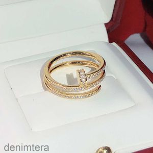 925 Silber Heiße Marken Schraube Mode Nägel Gold Ringe Frauen Multi Ring Punk für Bestes Geschenk Hochwertiger Schmuck Drei Kreis Ring 9S1G