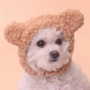 Hundebekleidung, Katzen-Kopfbedeckung, leichte Welpenmütze, Polarfleece, hält warm, stilvoller Haustier-Kopfschmuck mit Bärenohren, Geschenk