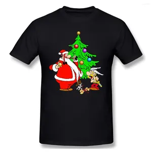 Mäns T-skjortor Högkvalitativ O-Neck 100 Cotton Aster och Obeli vid Christmas T-shirt Asterix Obelix All Sea Sleeve Short
