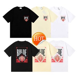 Маленькая модная свободная повседневная футболка с короткими рукавами для мужчин и женщин в стиле хип-хоп с принтом винно-красной карты