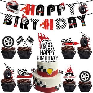 Kek Araçları Yarış Otomobil Doğum Günü Partisi Dekorasyon Idecar Cupcake Toppers Boy'un Tema Malzemeleri için Mutlu Decors
