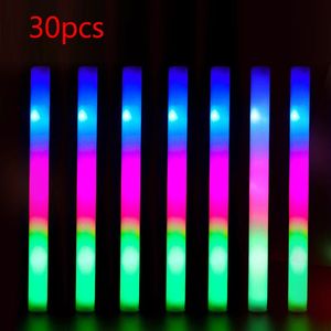 30PCS LED LID LUMINOUS STICKS PARTY RAVE FOAM GLOW STICK BAR WEDDING BIRTHDAY FESTIVALコンサート用品のための蛍光ダークライト240126