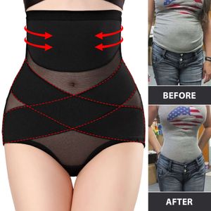 Kvinnor Sexig Cross Butt Lifter Body Shaper Briefs Hög midja Trainer Panties Female Mage Control Formear Slimming Underwear