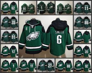 Philadelphia''agles''men #20 Brian Dawkins 1 Jalen Hurts 11 A. J. Brown 6 Devonta Smith Custom Green Lace-Up Hootlover Hoodie