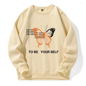 Men's Hoodies To Be Yourself Printed Man Hooded Fashion Novelty Comfortable Sportswear Trend Sports Oversized Hoody Retro Casual Sweatshirt