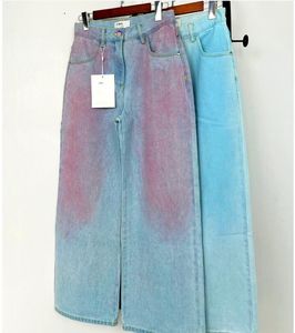 Gradient dżinsowe spodnie Designer Nowe damskie dżinsy CC List wysokiej talii szerokiej nogi spodnie High Street Jean Ubrania