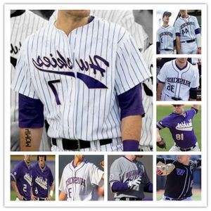 Washington Custom Huskies NCAA Baseball White Purple Black Stitched Any Number Name Jonathan Schiffer Christian Jones Jer High