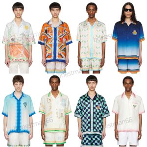 24SS Casablanca Multicolor Court De Tennis Fleurie Camisa Novas Camisas de Designer Seda Casual Botão-frente Mangas Curtas Tops Hawaii Beach Camisa CASABLANCA