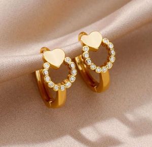 Stud Heart Earrings for Women Steel Gold Plated Earring New Trend Luxury Wedding Jewelry R231117