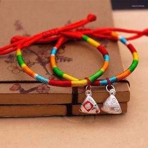 Link Armbänder Vintage Buntes Armband Voller Silber Segen Anhänger Gewebtes Rotes Handseil Kinder Niedlich Ethnischer Stil Geschenk Frauen