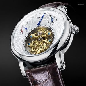 Top NESUN Switzerland Skeleton Tourbillon Automatic Mechanical Men's Watches Sapphire Waterproof Energy Clock N9081 Wristwatc259f