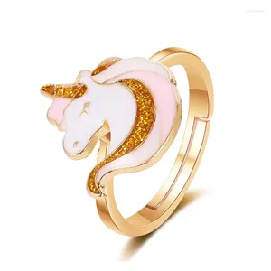 Halsband örhängen set söt enhörning ringer armband smycken tecknad regnbågens hästtillbehör för kvinnor jul barns gåvor