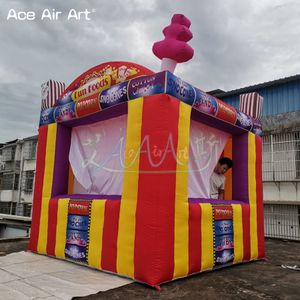 5x5x3,5mH (16,5x16,5x11,5 pés) atacado portátil mini inflável carnaval loja de deleites vendedor cabine de concessão de espaço com cortina dobrável para férias